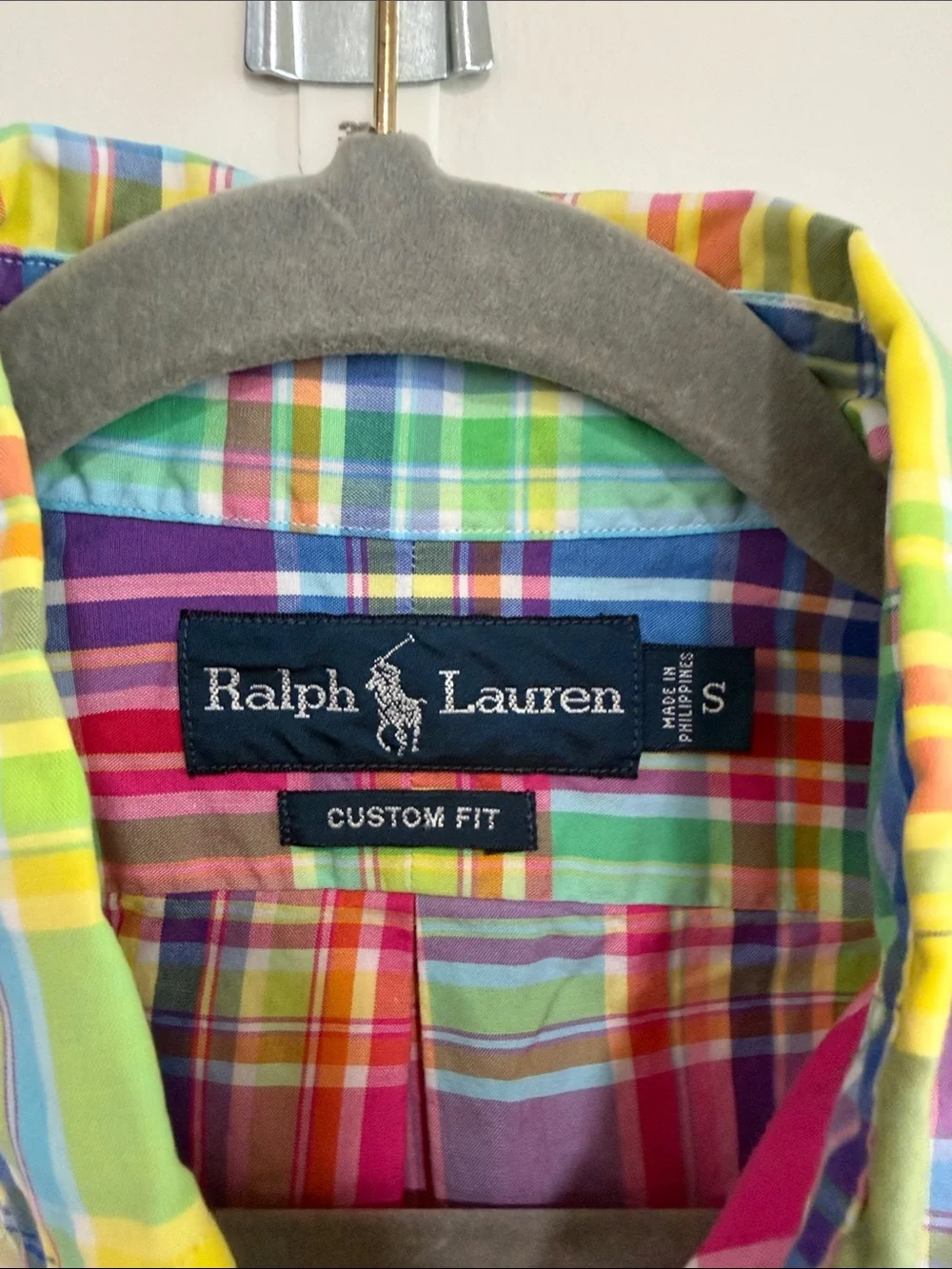 Ralph Lauren Multi-Color Plaid Button-Down Shirt — Blue, Yellow, Pink, Green - Picture 2 of 4
